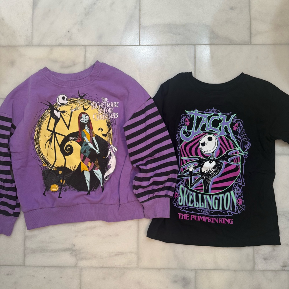Disney’s The Nightmare Before Christmas Girls Sweatshirt and T-shirt.